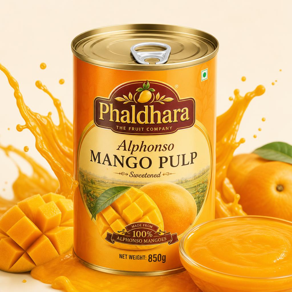 Phaldhara Alphonso Mango Pulp 850g retail tin